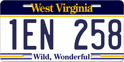 WV license plate 1EN258