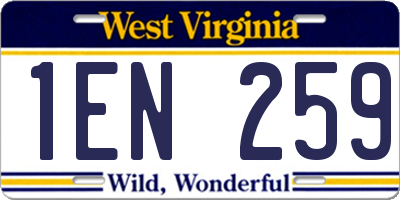 WV license plate 1EN259