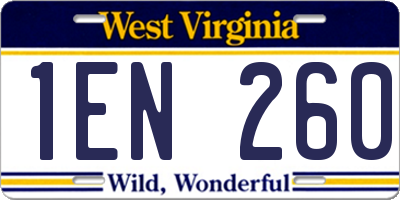 WV license plate 1EN260
