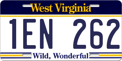WV license plate 1EN262