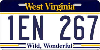 WV license plate 1EN267