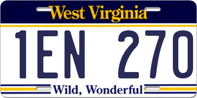 WV license plate 1EN270