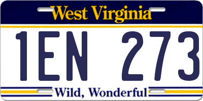 WV license plate 1EN273