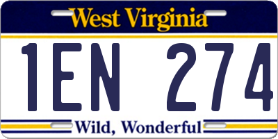 WV license plate 1EN274