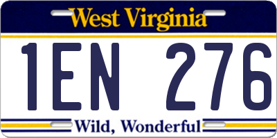 WV license plate 1EN276