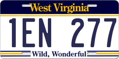 WV license plate 1EN277