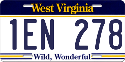 WV license plate 1EN278