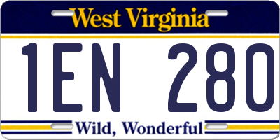WV license plate 1EN280