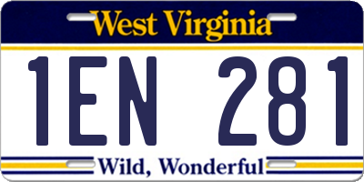 WV license plate 1EN281