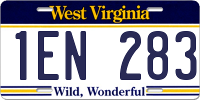 WV license plate 1EN283