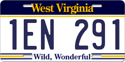 WV license plate 1EN291