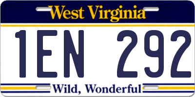WV license plate 1EN292