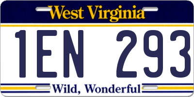 WV license plate 1EN293