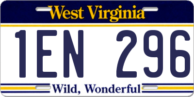 WV license plate 1EN296