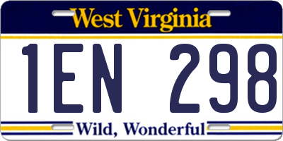 WV license plate 1EN298