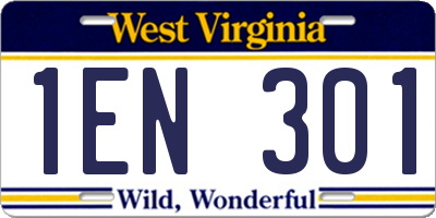 WV license plate 1EN301