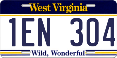 WV license plate 1EN304