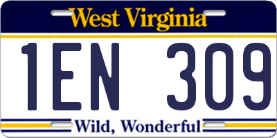 WV license plate 1EN309