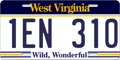 WV license plate 1EN310