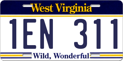 WV license plate 1EN311