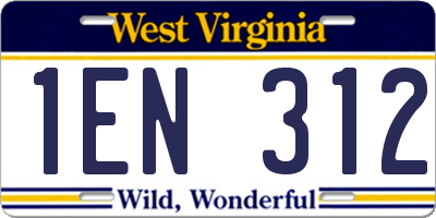 WV license plate 1EN312