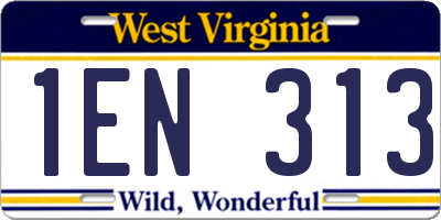 WV license plate 1EN313