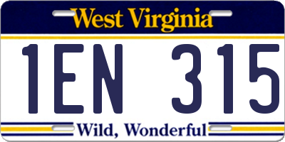 WV license plate 1EN315