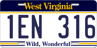 WV license plate 1EN316