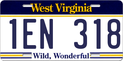 WV license plate 1EN318