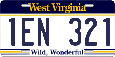 WV license plate 1EN321