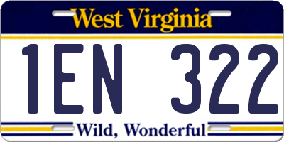 WV license plate 1EN322