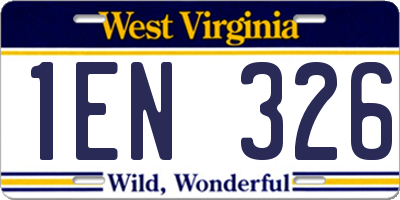 WV license plate 1EN326
