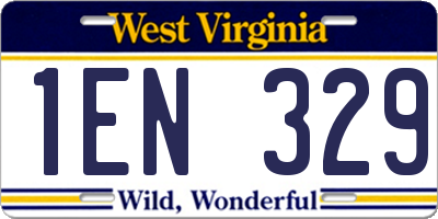 WV license plate 1EN329