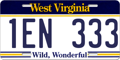 WV license plate 1EN333