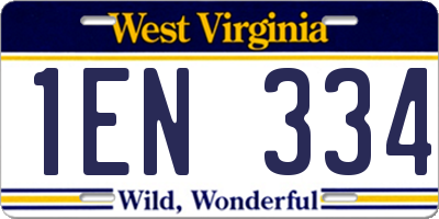 WV license plate 1EN334
