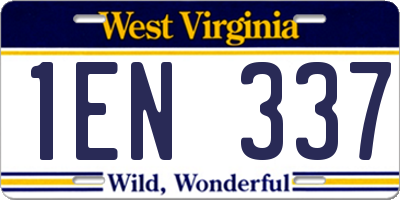 WV license plate 1EN337