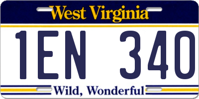 WV license plate 1EN340