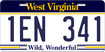 WV license plate 1EN341