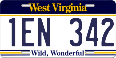 WV license plate 1EN342