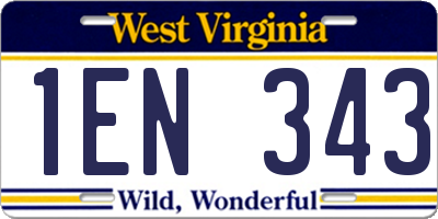 WV license plate 1EN343