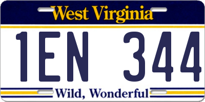 WV license plate 1EN344