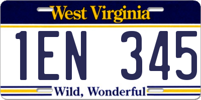 WV license plate 1EN345