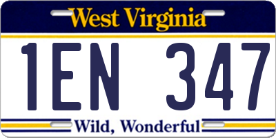 WV license plate 1EN347