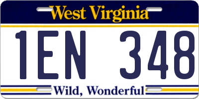 WV license plate 1EN348
