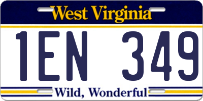 WV license plate 1EN349