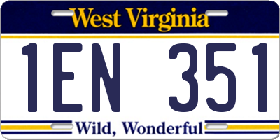 WV license plate 1EN351