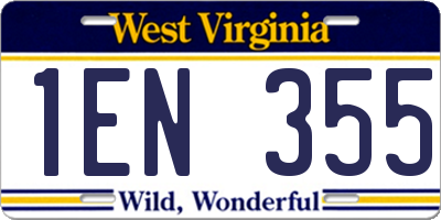 WV license plate 1EN355