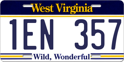 WV license plate 1EN357
