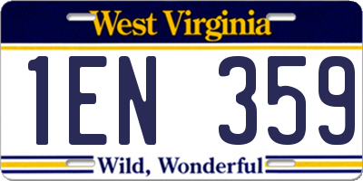 WV license plate 1EN359