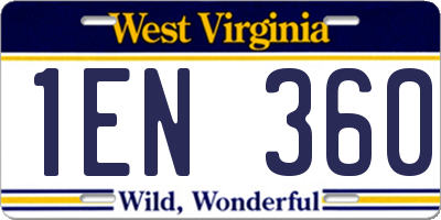 WV license plate 1EN360